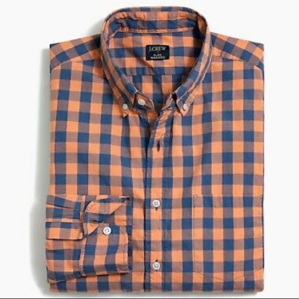 NWT J.Crew Gingham Slim Untucked Flex Casual